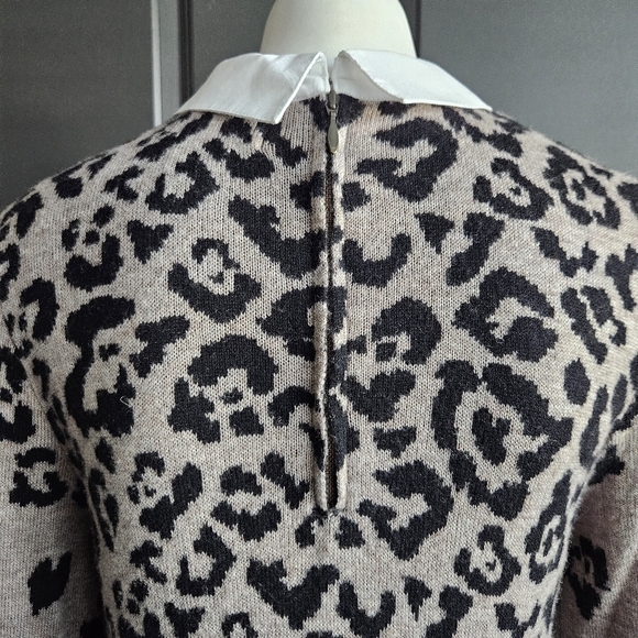 CYNTHIA ROWLEY Wool Sweater Dress  Leopard‎ Brown Black Sz Medium Acadamia - Picture 5 of 9